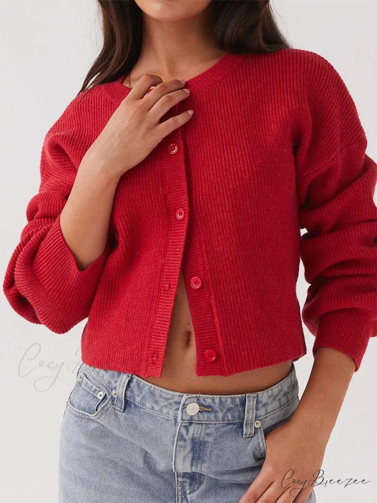 Round Neck Button-Down Full Sleeve Cardigan cardigans-241228