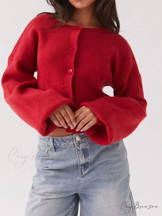 Round Neck Button-Down Full Sleeve Cardigan cardigans-241228