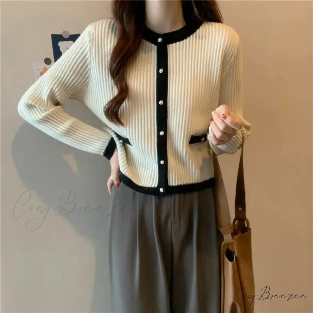 Round Neck Button Fashion Cardigan APRICOT / S cardigans-241228