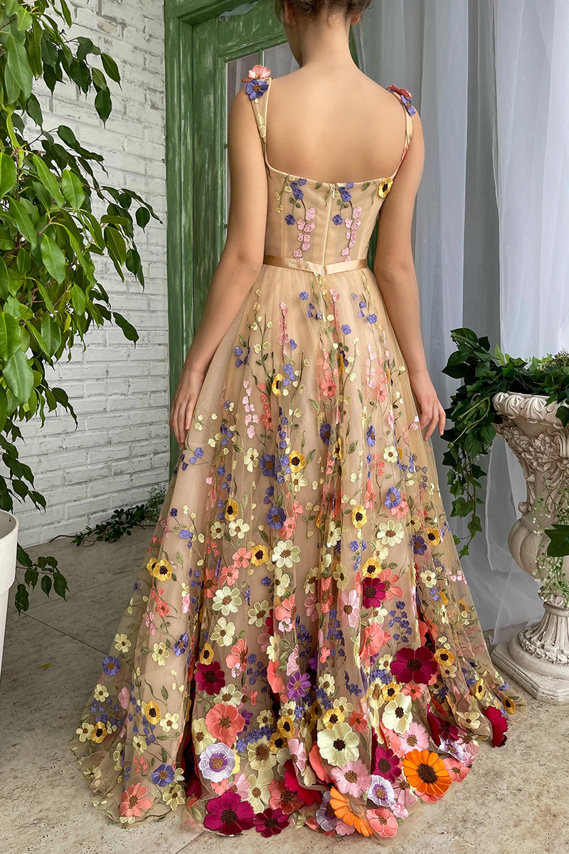 Royal Bloom Graceful Embroidered Maxi Dress