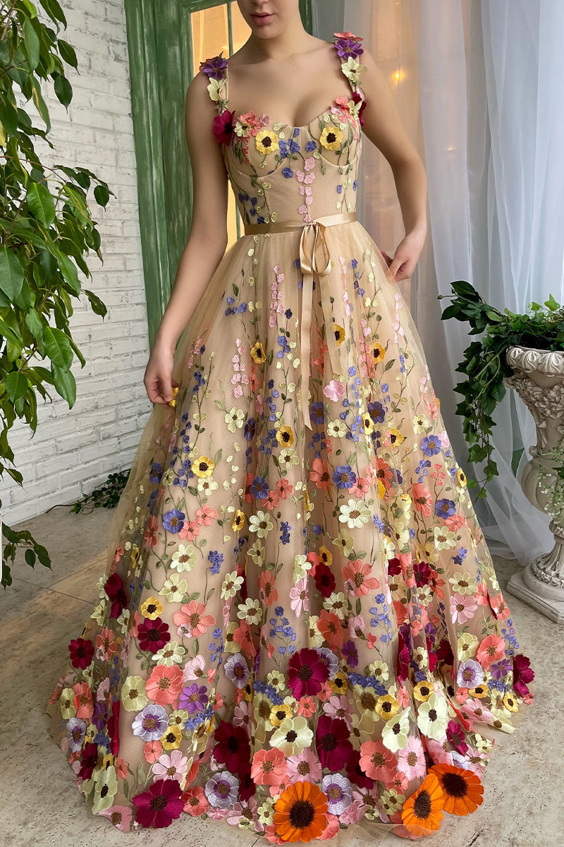 Royal Bloom Graceful Embroidered Maxi Dress