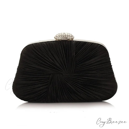 Royal Blue Pleat Pillow Shaped Clutch Bag Wedding Bridal Party Purse Black clutchbag-250126
