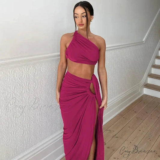 Ruched High Rise Maxi Dress