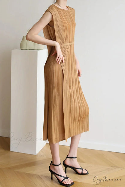 Ruched Lace-Up Midi Dress