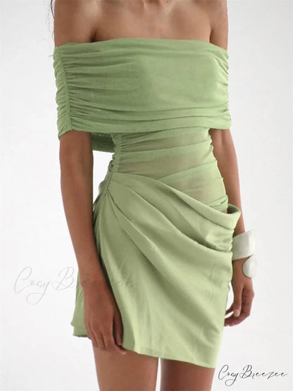 Ruched Mesh Party Mini Dress minidress-250223