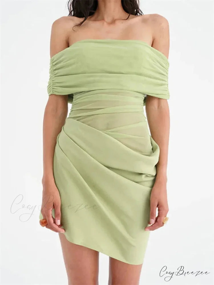 Ruched Mesh Party Mini Dress minidress-250223