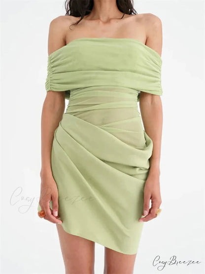 Ruched Mesh Party Mini Dress minidress-250223