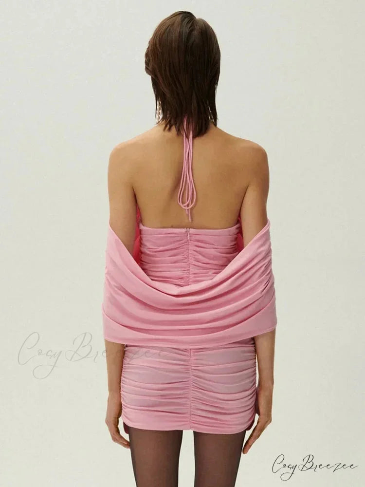 Ruched Off-shoulder Black Party Dress