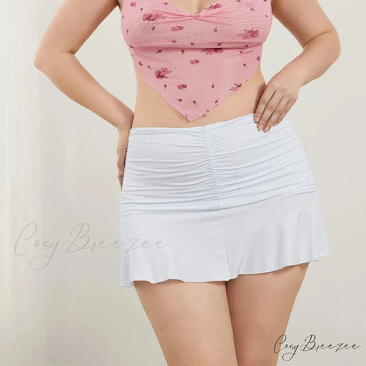 Ruched Sweet Curve Pleated Skirt WHITE / S skirts-250223
