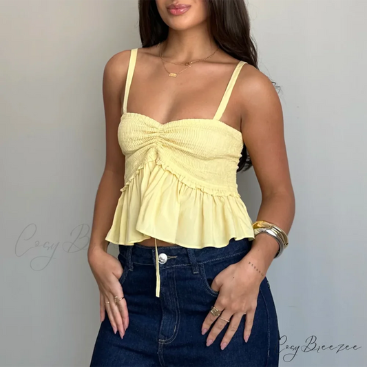 Ruched Sweetheart Crop Top Yellow / S croptop-250223