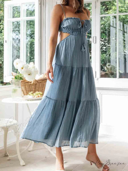 Ruched Tie-Up Stylish Strappy Maxi Dress