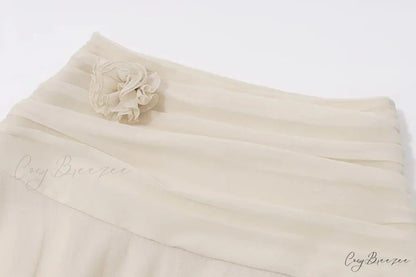 Ruched V-neck Bralette And Graceful Frill Mini Skirt Set