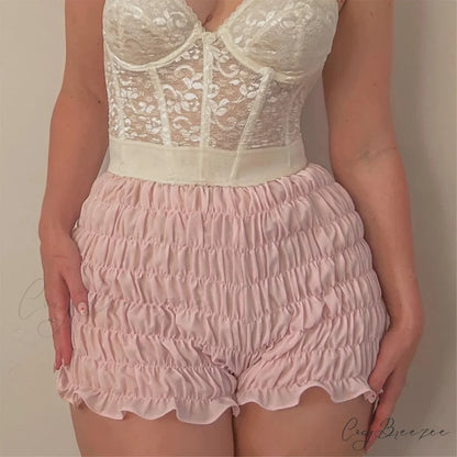 Ruched Wrap Bodycon Micro Shorts Pink / S short-250223