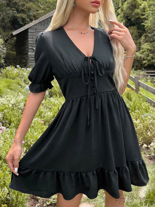 Ruffle Gown Slim Fit for Solid Skirt Color Women Black / XS