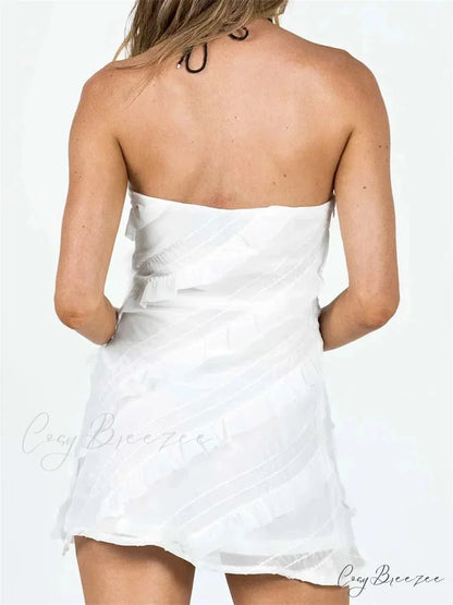 Ruffle Ruched Sexy Summer Party Clubwear Strapless Mini Dress