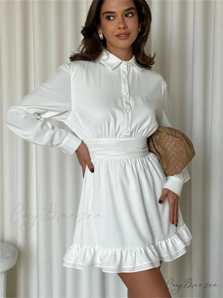 Ruffled Bandage Lace-Up Mini Gown minidress-250223
