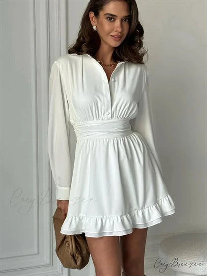 Ruffled Bandage Lace-Up Mini Gown minidress-250223