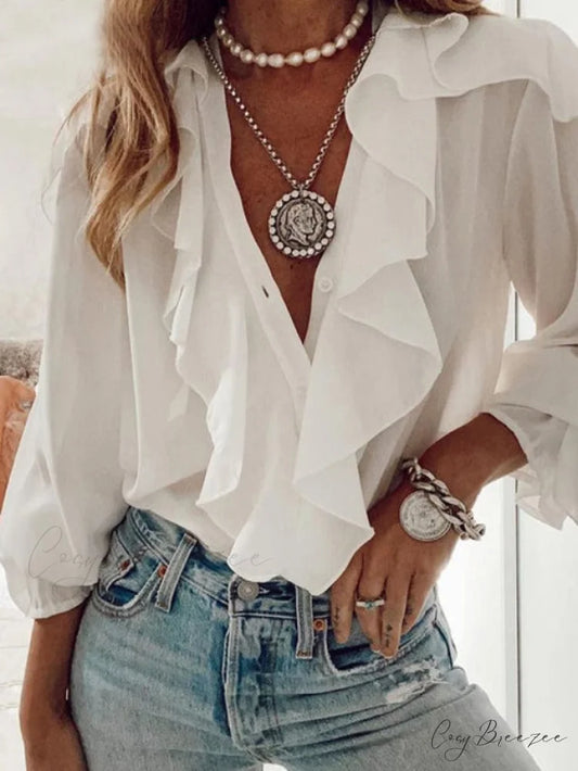 Ruffled Blouse by Vera White / S