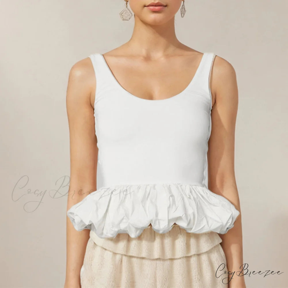 Ruffled Bubble Hem Crop Top croptop-250223