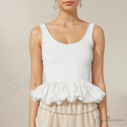 Ruffled Bubble Hem Crop Top croptop-250223