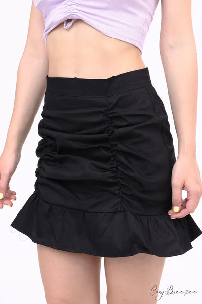 Ruffled Folded Skirt Black / M