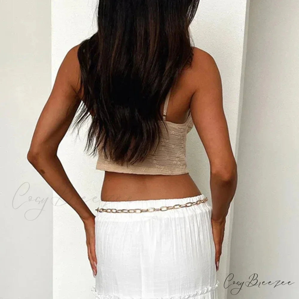 Ruffled Lace Trim Crop Top croptop-250223