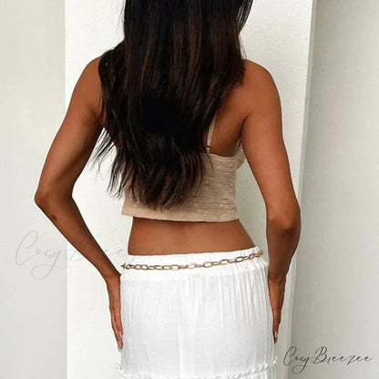 Ruffled Lace Trim Crop Top croptop-250223