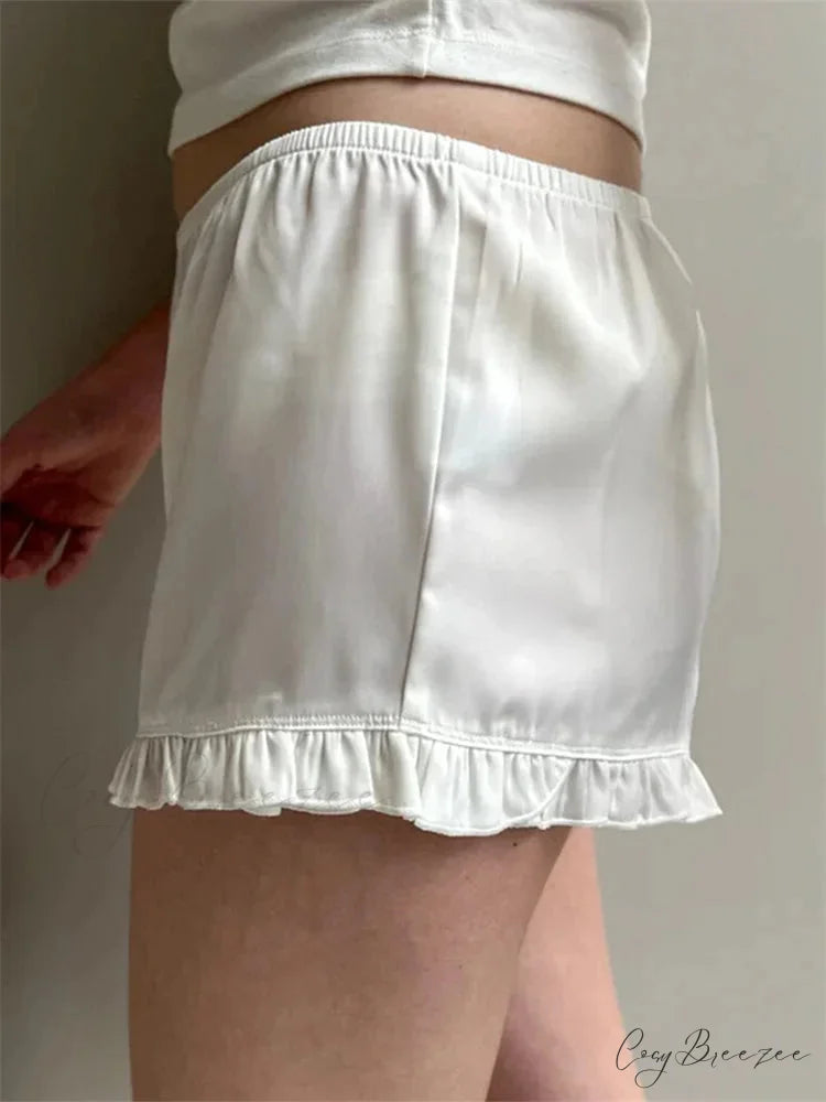 Ruffled Low Waist Shorts short-250223
