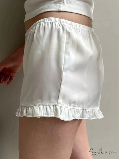 Ruffled Low Waist Shorts short-250223