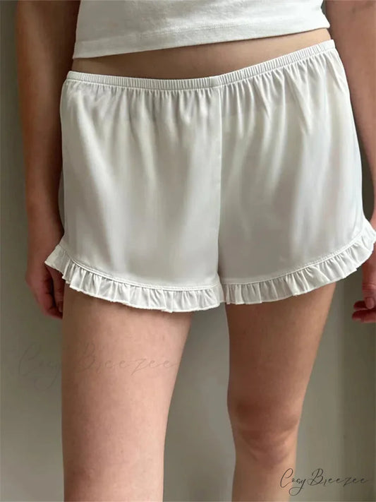 Ruffled Low Waist Shorts white / S short-250223