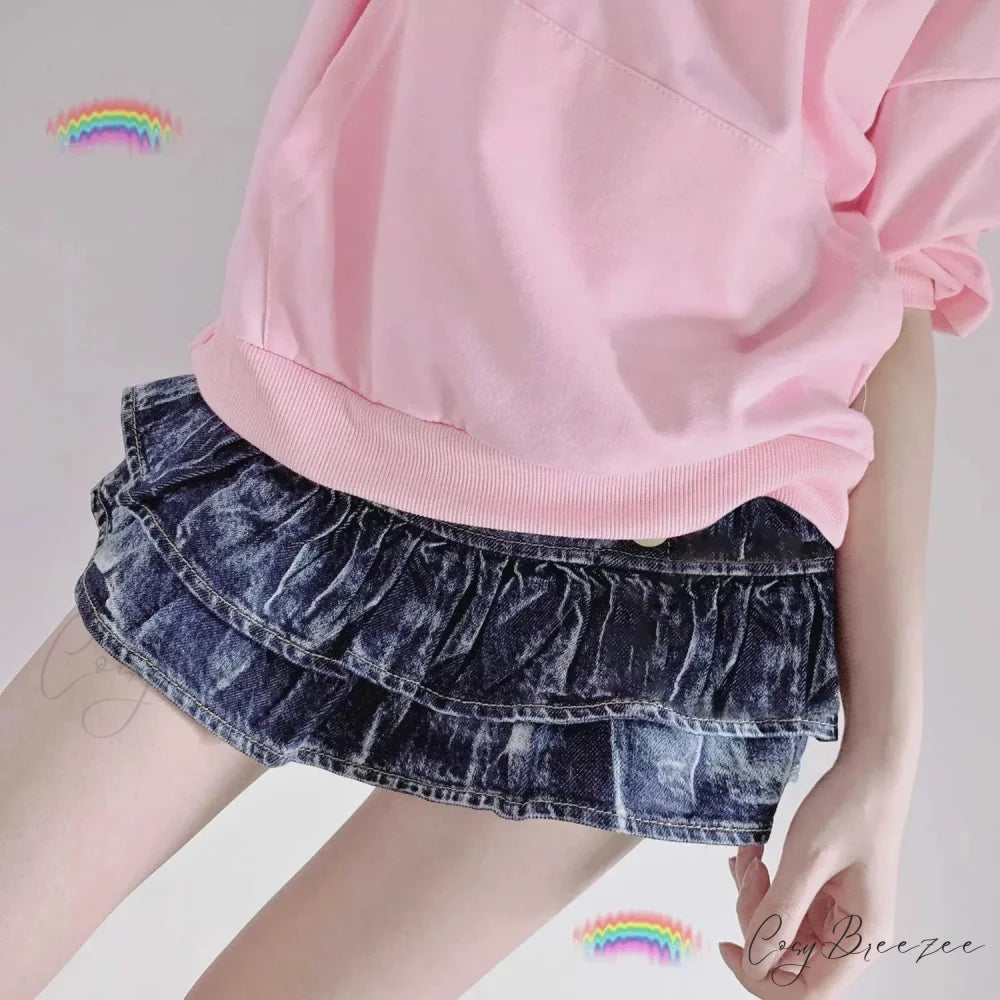 Ruffled Pleated Mini Skirt skirts-250223