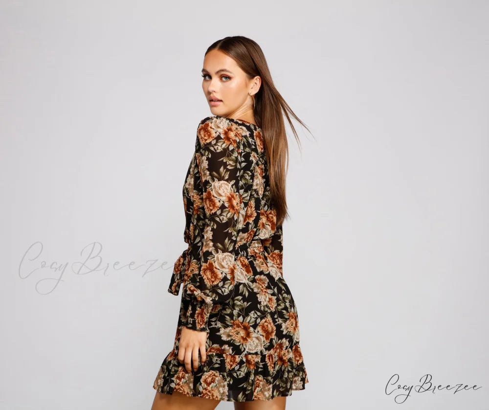 Ruffled Romance Stylish Floral Skater Dress