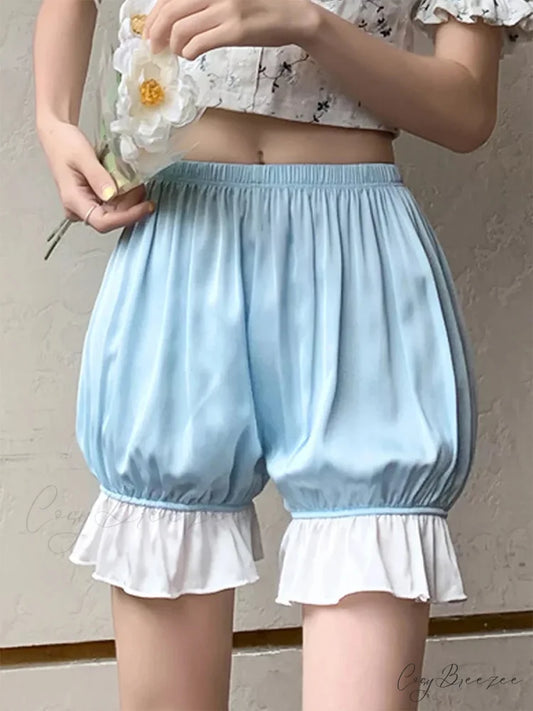 Ruffled Satin Lolita Bloomer Shorts short-250223