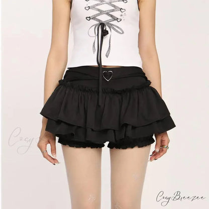 Ruffled Slim Layer Cake Skirt Black / S skirts-250223
