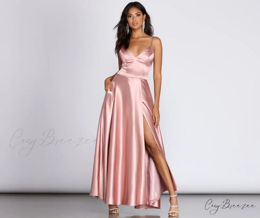 Ryder Satin Stylish A-Line Gown ROSE / 3
