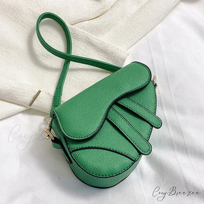 Saddle Messenger Leather Crossbody Handbag Green handbag-250126