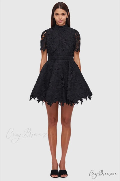 Samira Lace Graceful Mini Dress Black / S