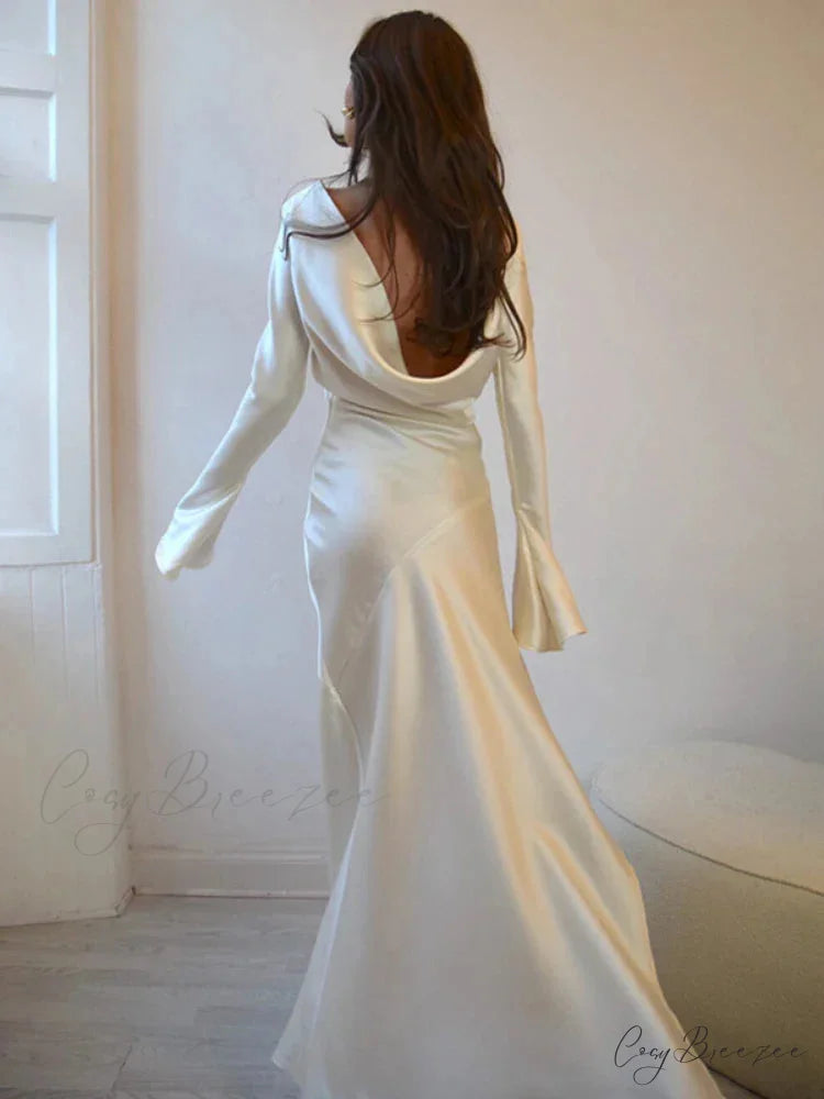 Satin Backless Maxi Dress