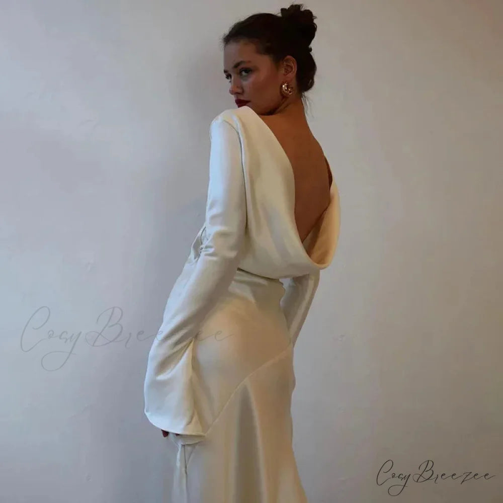 Satin Backless Maxi Dress