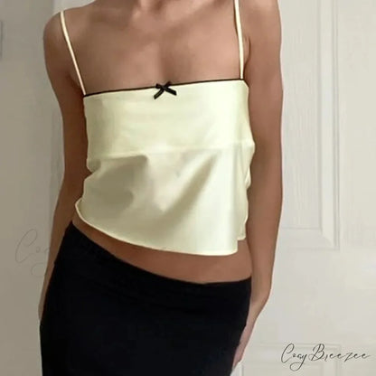 Satin Bowknot Spaghetti Crop Top croptop-250223