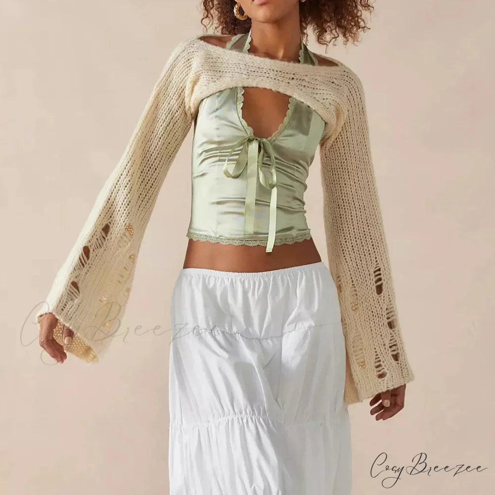Satin Bowknot V-Neck Crop Top croptop-250223