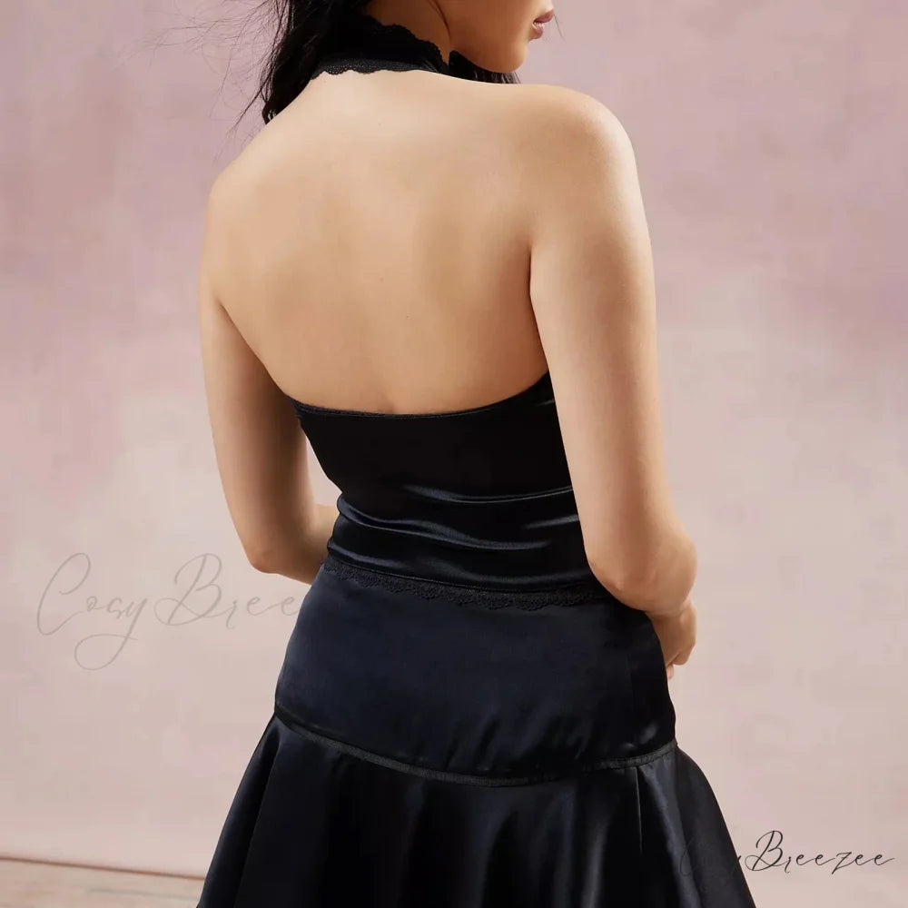 Satin Bowknot V-Neck Crop Top croptop-250223