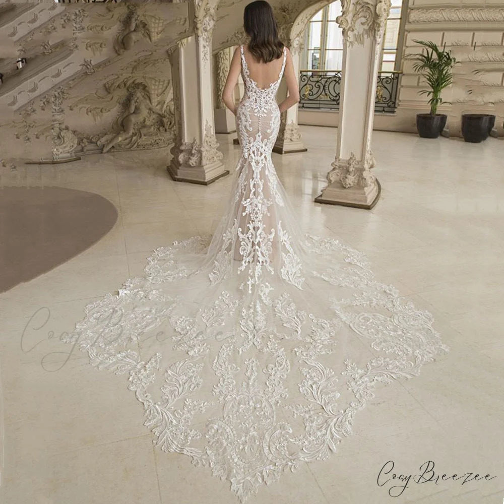Satin Mermaid Strap Wedding Dress weddingdress-250223