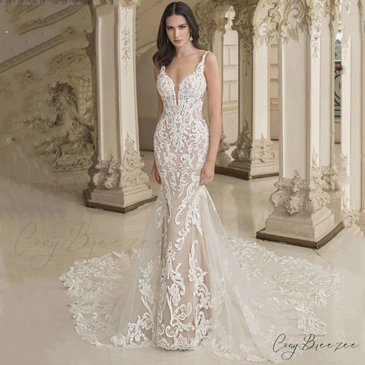 Satin Mermaid Strap Wedding Dress weddingdress-250223