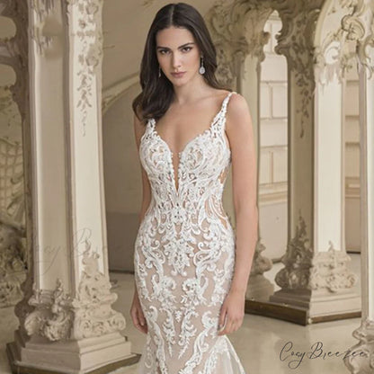 Satin Mermaid Strap Wedding Dress weddingdress-250223