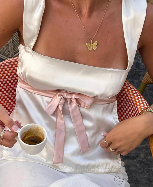 Satin Patchwork Milkmaid Crop Top croptop-250223