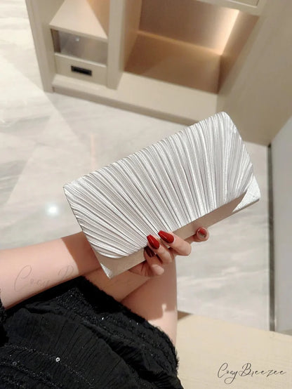 Satin Pleated Rhinestone Wedding Evening Clutch Bag 042yin clutchbag-250126