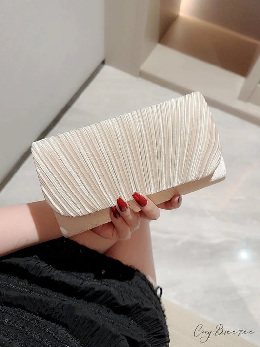 Satin Pleated Rhinestone Wedding Evening Clutch Bag clutchbag-250126