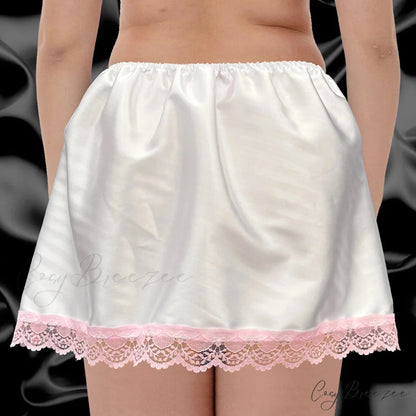 Satin Ribbon Puffy Draped Skirt skirts-250223