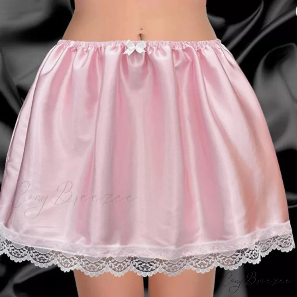 Satin Ribbon Puffy Draped Skirt skirts-250223